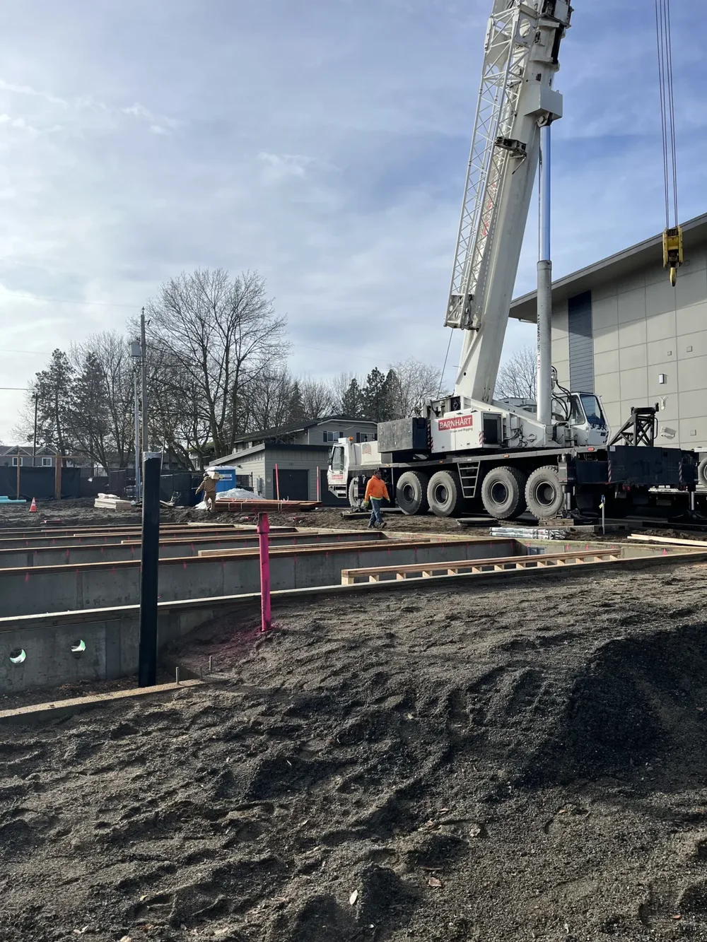 Modular housing units under construction